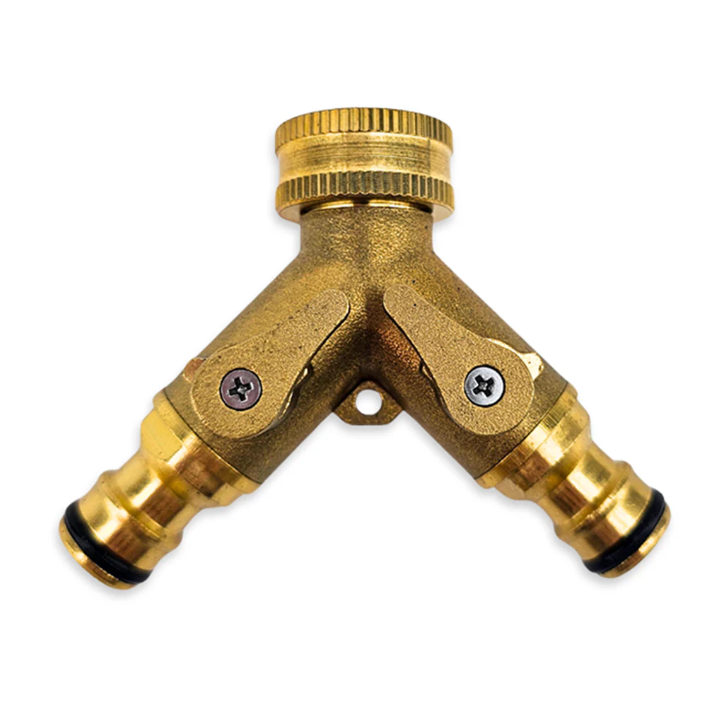 3/4 Inch Brass 2 Way Splitter Garden Tap Hose Manifold Adaptor - Loose Nut - Image 2