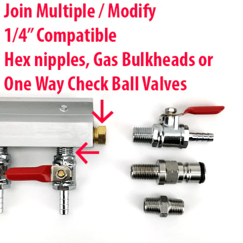 Gas Line Manifold Splitter 4 ways (1/4inch, 6mm Barb) - Image 4