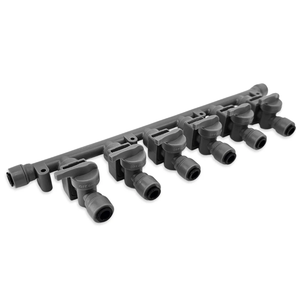 8mm (5/16) duotight x 6 Way Manifold with Check Valves & Isolation Valves - Image 2