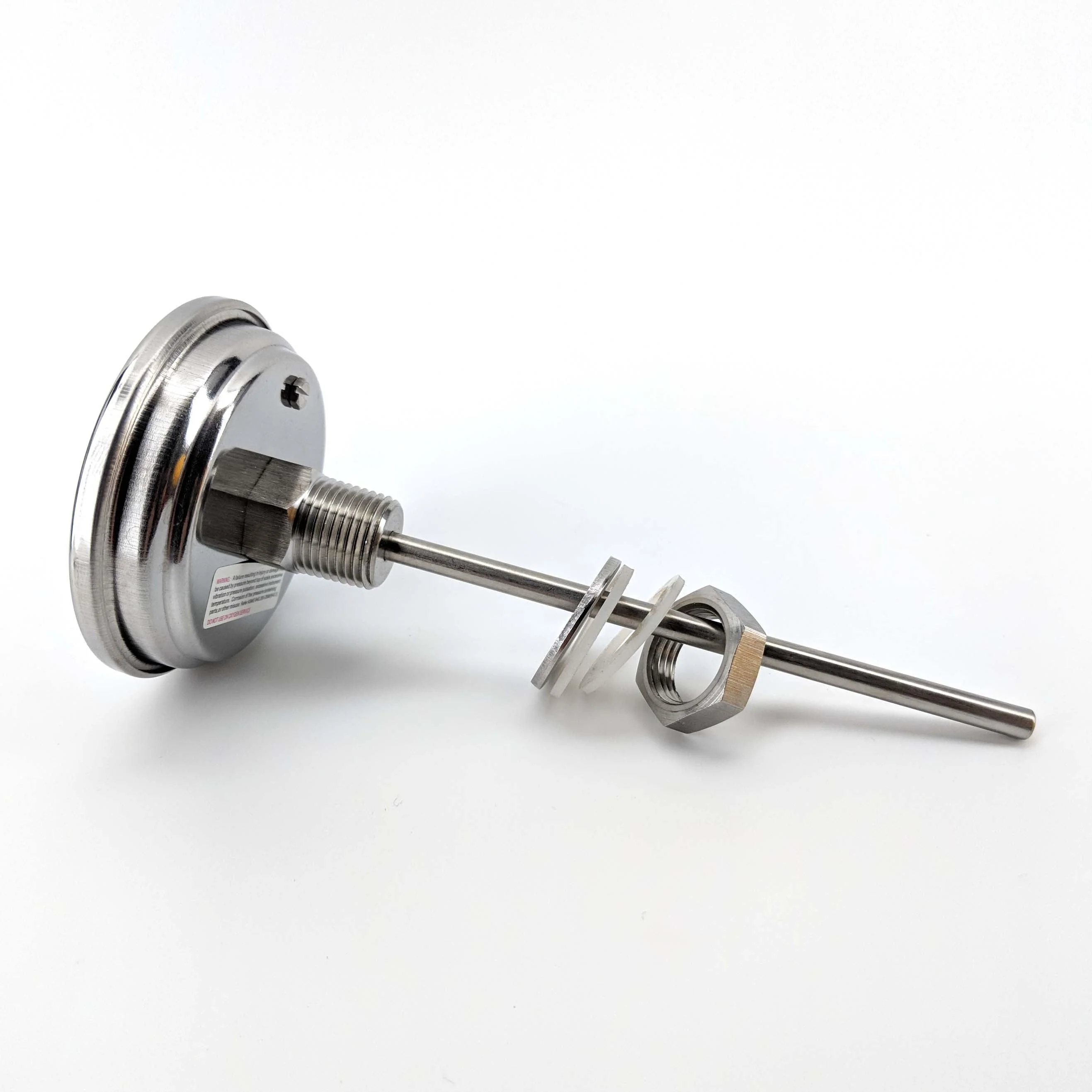 Bi-Metal 3 Inch Dial Weldless Thermometer - Long Stem 132mm - Image 4