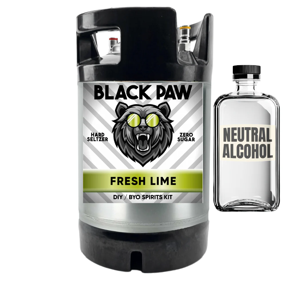 Black Paw Fresh Lime Hard Seltzer - Zero Sugar - DIY ~ BYO Spirits Keg Kit - Image 4