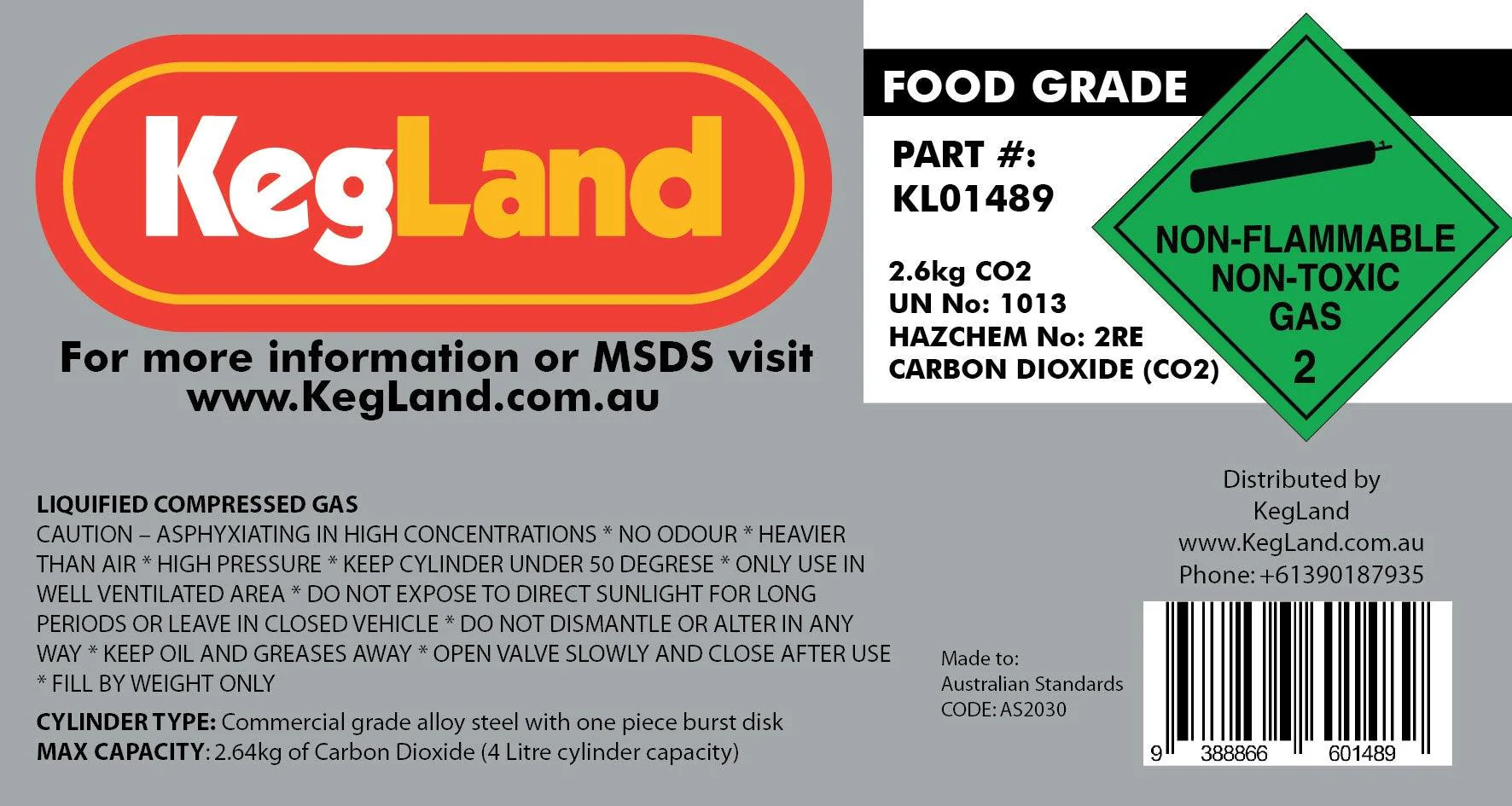 2.6kg CO2 Gas Cylinder (FULL) - Image 3