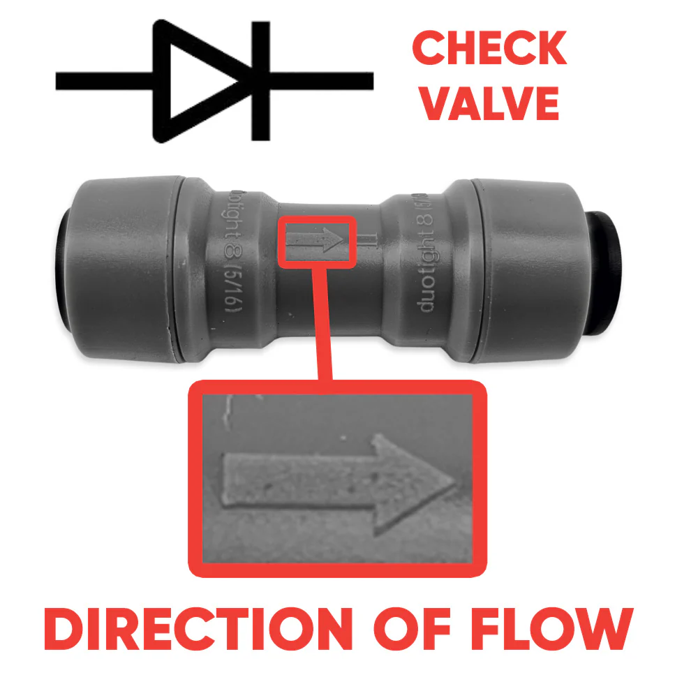 duotight - 8mm (5/16”) Female x 8mm (5/16”) Female One Way Check Valve (Gas) - Image 3