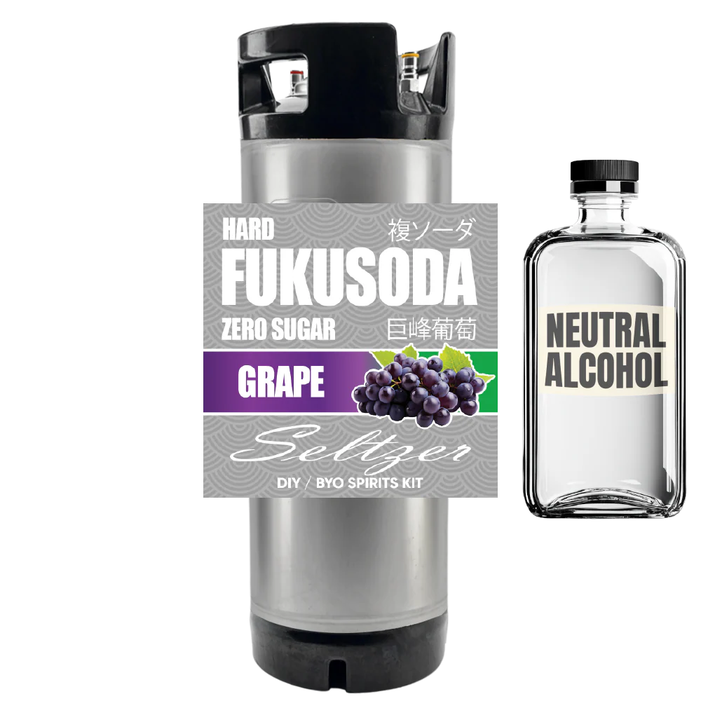 Hard FUKUSODA Grape Seltzer - Zero Sugar - DIY ~ BYO Spirits Keg Kit - Image 3