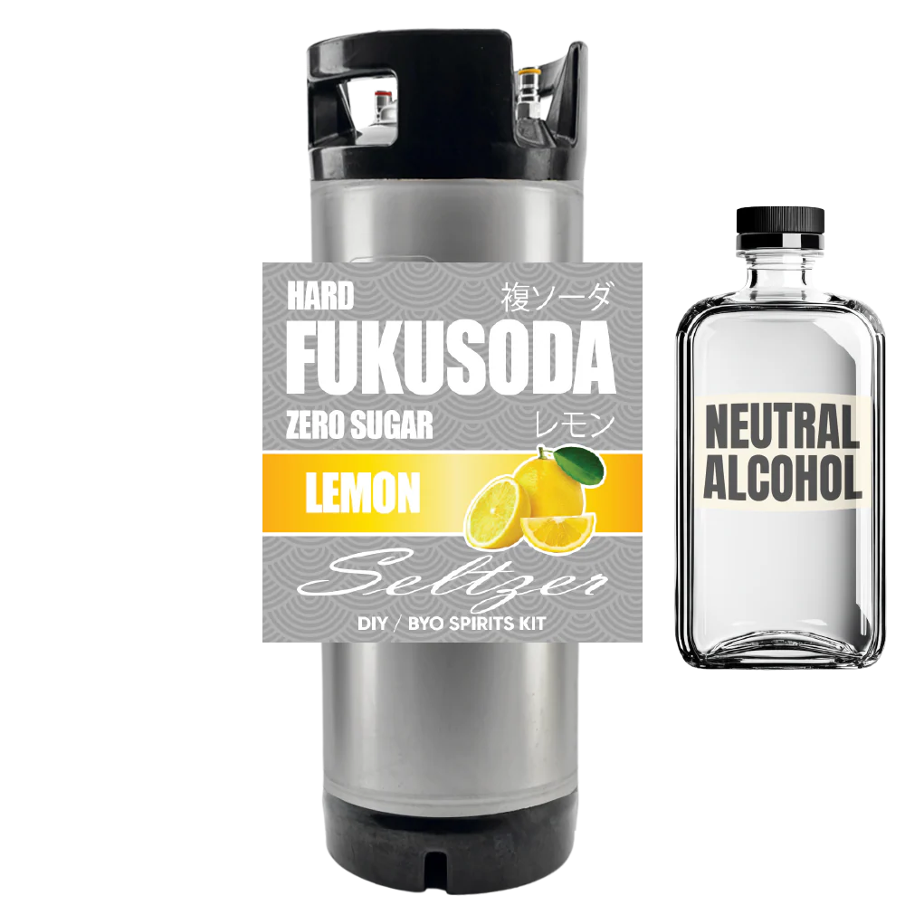 Hard FUKUSODA Lemon Seltzer - Zero Sugar - DIY ~ BYO Spirits Keg Kit - Image 3