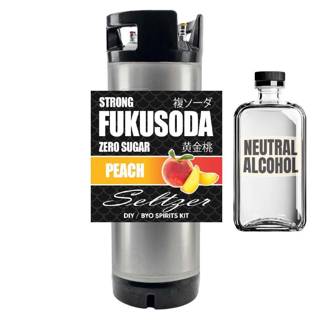 Hard FUKUSODA Peach Seltzer - Zero Sugar - DIY ~ BYO Spirits Keg Kit - Image 5