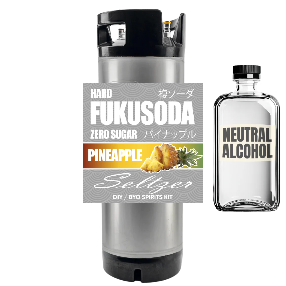 Hard FUKUSODA Pineapple Seltzer - Zero Sugar - DIY ~ BYO Spirits Keg Kit - Image 3