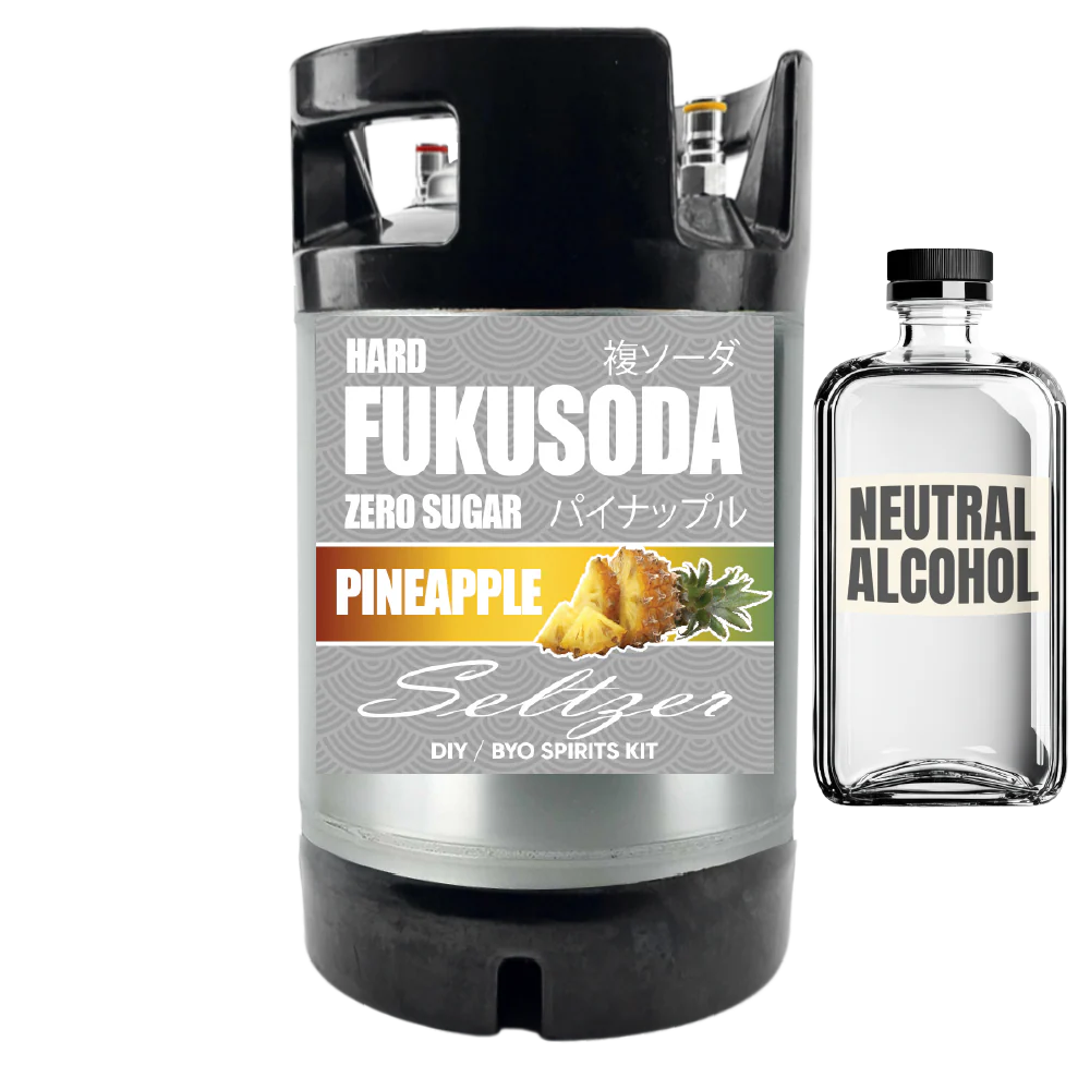 Hard FUKUSODA Pineapple Seltzer - Zero Sugar - DIY ~ BYO Spirits Keg Kit - Image 4