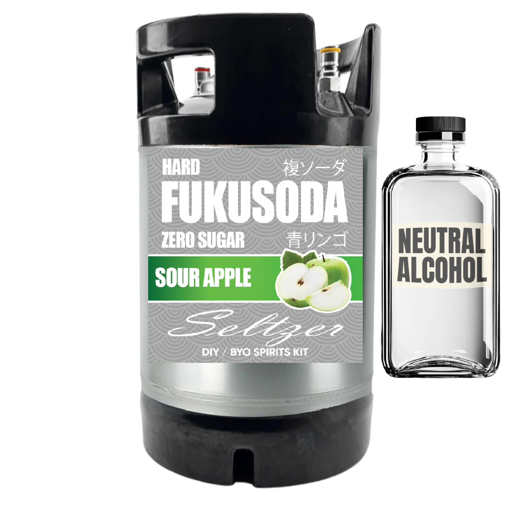 Hard FUKUSODA Sour Apple Seltzer - Zero Sugar - DIY ~ BYO Spirits Keg Kit - Image 4