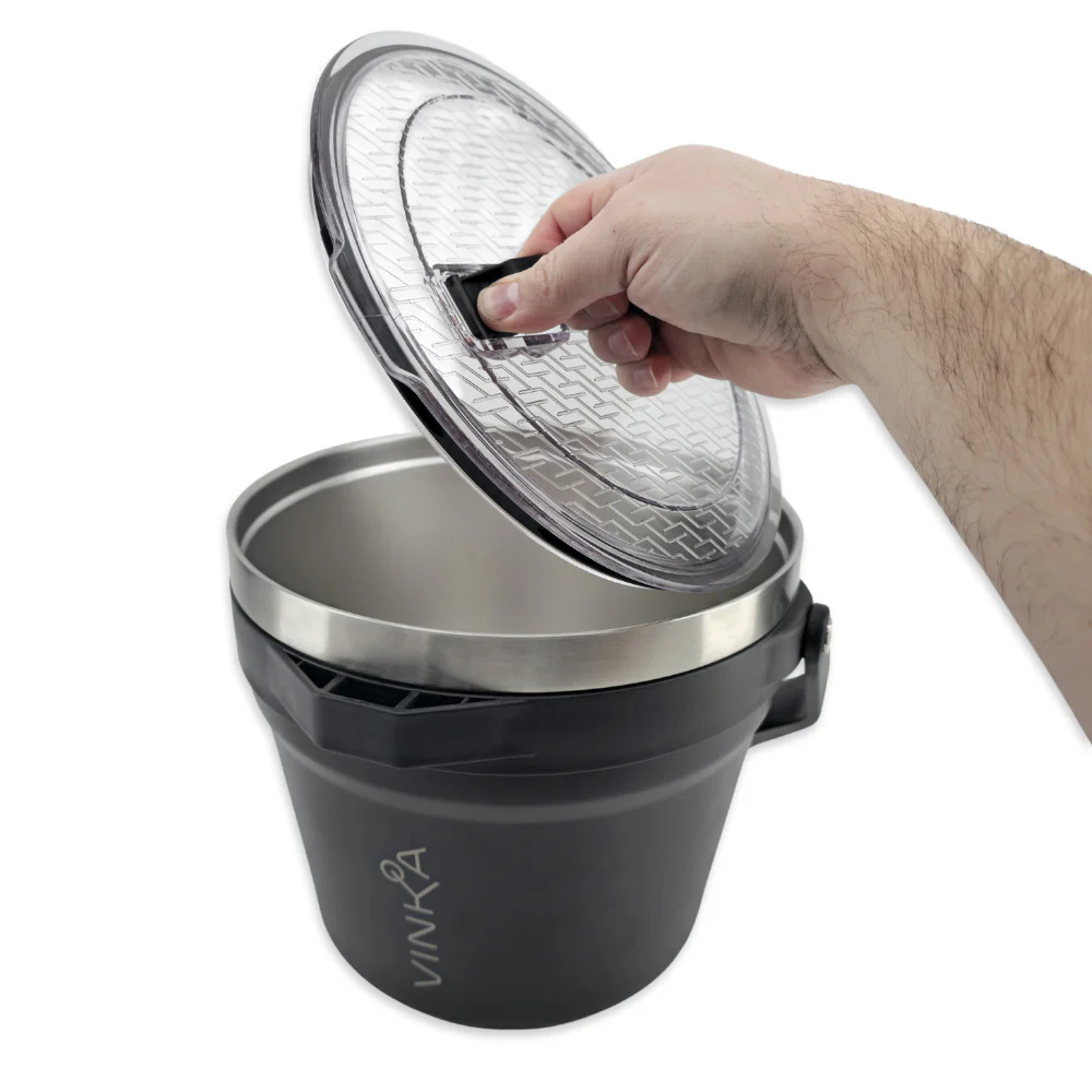 VINKA - Double Walled Vacuum Insulated Ice Bucket (7L) - Matte Black - Image 3