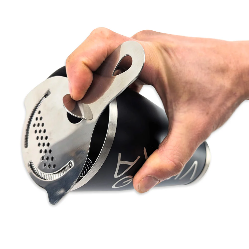 VINKA - Weighted Boston Tin Shaker Set with Toby Tin & Hawthorne Strainer - Matte Black Stainless - Image 3